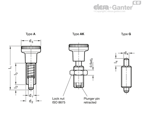 GN 613 Indexing plungers Steel with Plastic knob